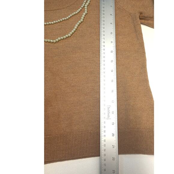 Doncaster Sport Wool Sweater with Pearl Neckline Vintage Camel Brown Large - Picture 7 of 10